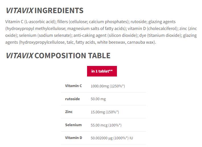 Vitavix imunitetna briga | s vitaminom C, cinkom, selenom, vitaminom D - 60 tableta