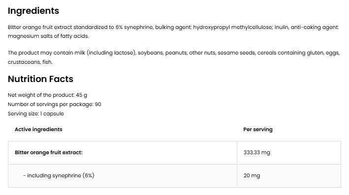 Synefrin 20 mg - 90 kapsula