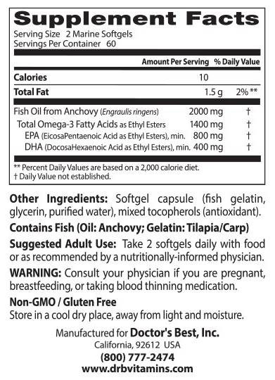Najbolje omega 3 riblje ulje 1000 mg / pročišćeno i čisto - 120 gel kapsula