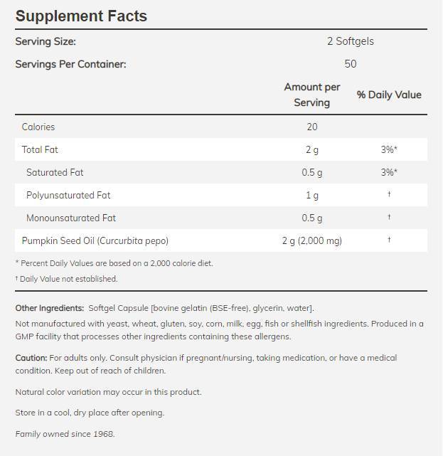 Ulje sjemenki bundeve 1000 mg - 200 gel kapsula