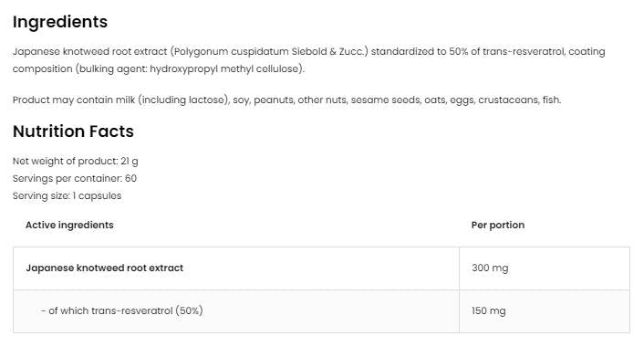 Resveratrol 150 mg / vege 60 kapsula