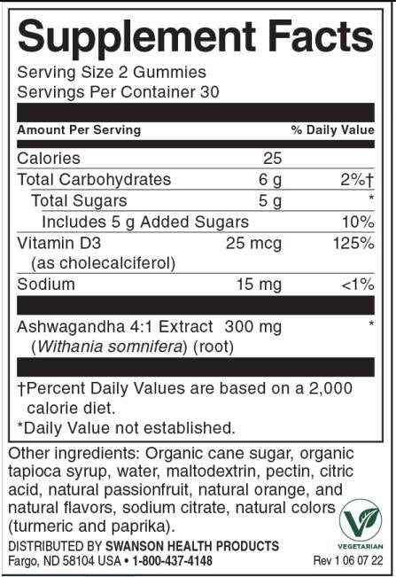 Ashwagandha Gummies s vitaminom D | Pasion Fruit Orange 60 tableta za žvakanje