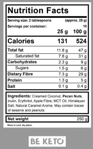 Keto krema | Pecan i slani karamel + mct - 250 grama