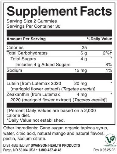 Lutein & Zeaxantin Gummies | Mango - 60 tableta za žvakanje