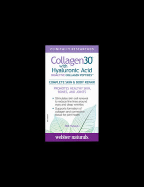 Collagen30® with Hyaluronic Acid / Collagen (bioactive collagen peptides) with hyaluronic acid, 180 tablets Webber Naturals - Nutra Best Europe