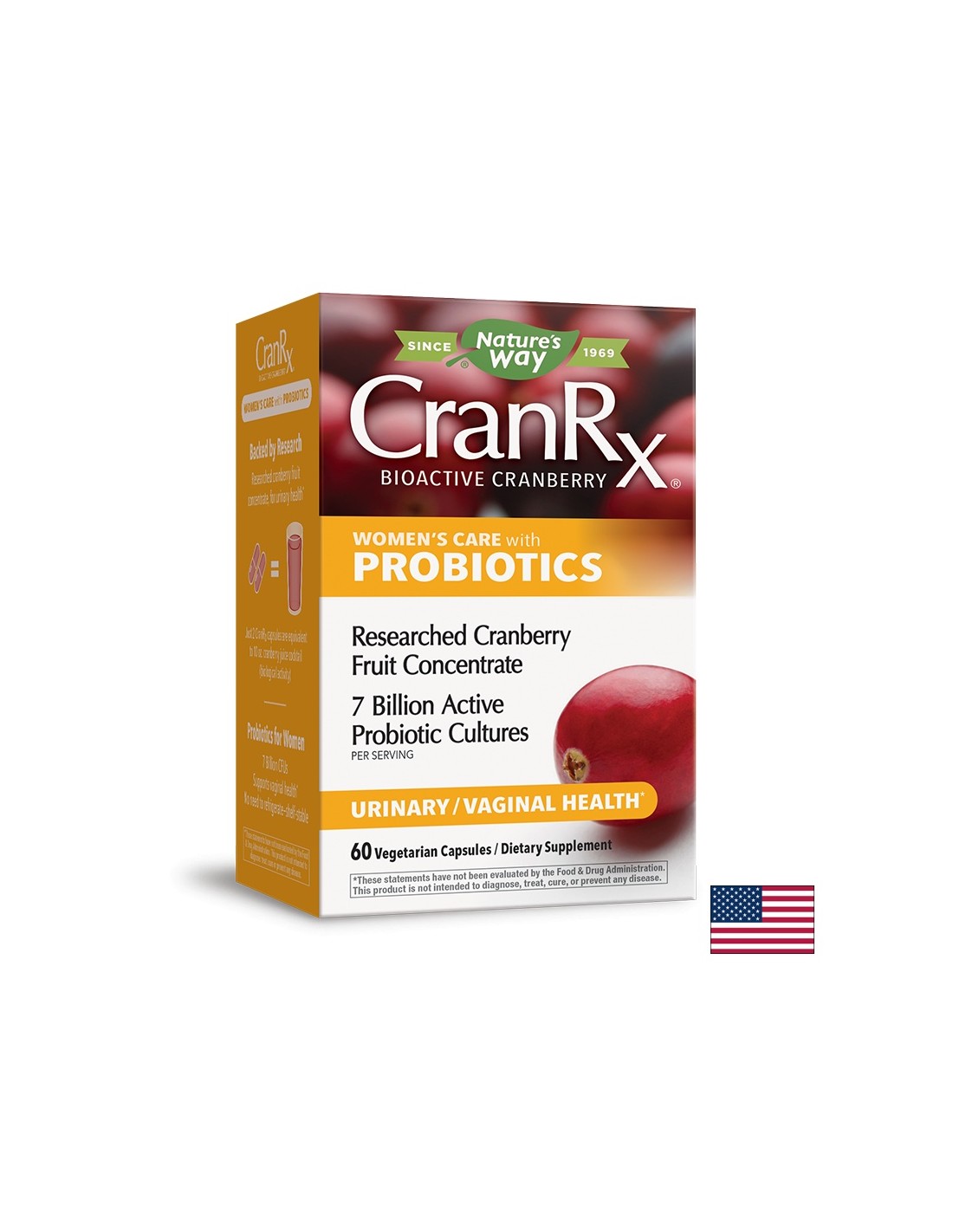 Cranrx® žena skrb s probioticima s brusnicom + 7 milijardi zakona. probiotici x 60 kapsula prirode
