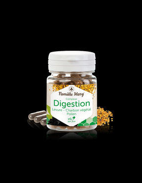 Digestion Pollen, Levure, Charbon Complex for good digestion with brewer's yeast, activated carbon and pollen, 60 Famille Mary capsules - Nutra Best Europe