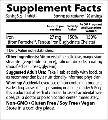 BEST High Absorption 100% Chelated Iron - 120 Tablets - Nutra Best Europe