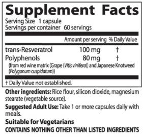 Trans-resveratrol 100 mg | s resvinolom -25 - 60 kapsula