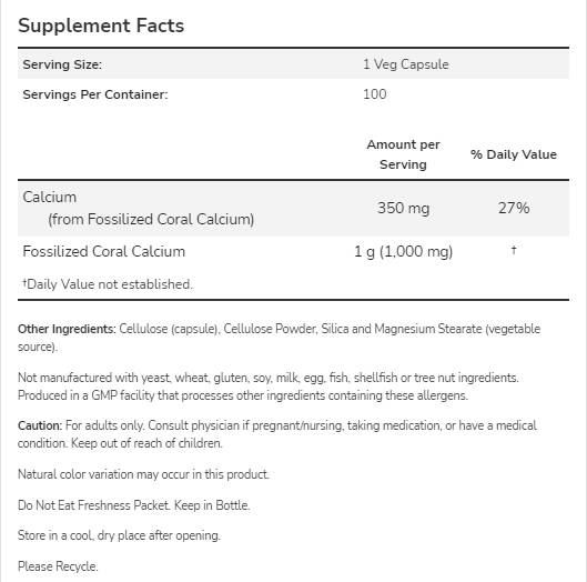 Koraljni kalcij 1000 mg - 250 kapsula
