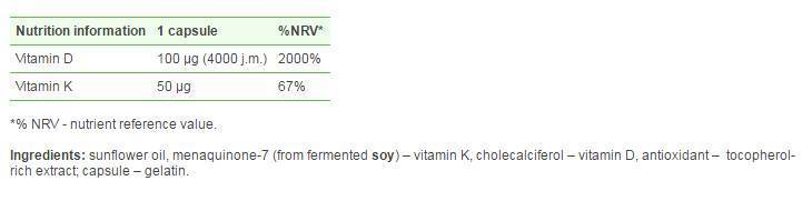 Zlato-vit d3 + k2 30 kapsula
