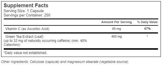 Ekstrakt zelenog čaja 400 mg - 250 kapsula