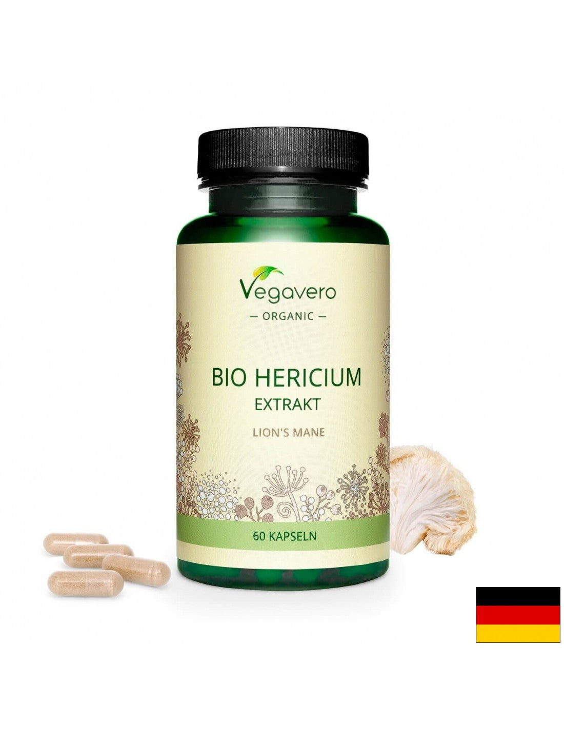 Hericium Bio Extrakt/ Hericium (Lavlja griva) BIO ekstrakt, 60 kapsula, 100% veganski <tc>Vegavero</tc>