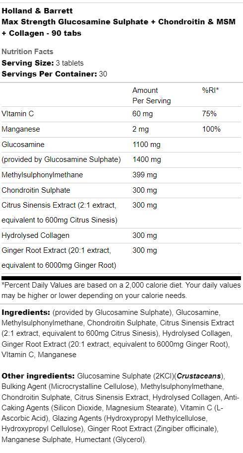 Maksimalna snaga Glukozamin sulfat | Plus hondroitin, MSM i kolagen - 180 tableta