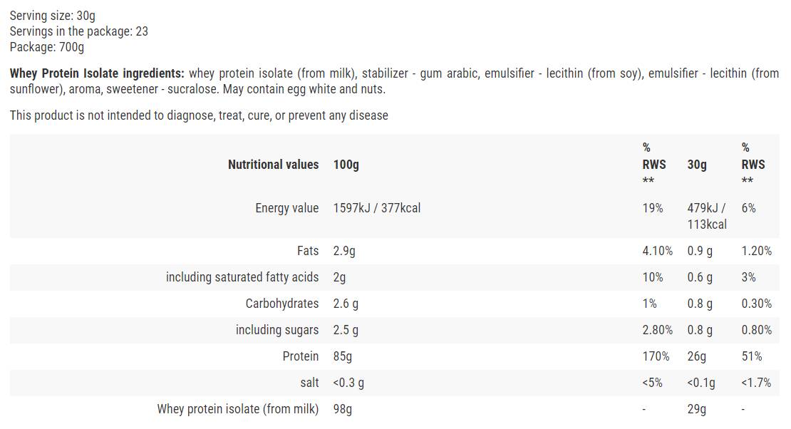 Izolat proteina sirutke - 700 grama