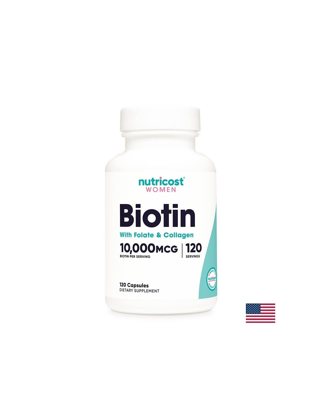 Kosa, koža, nokti - Biotin s folatom i kolagenom, 120 <tc>Nutricost</tc> kapsule