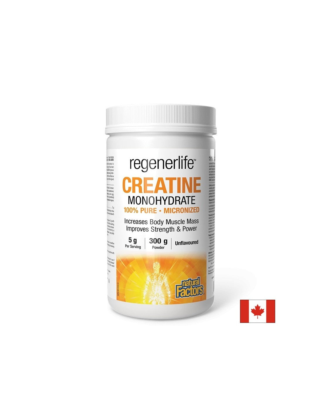 Kreatin monohidrat (mikronizirani) regenerlife ™ - snaga, izdržljivost i performanse mišića, 5000 mg x 300 g u prahu