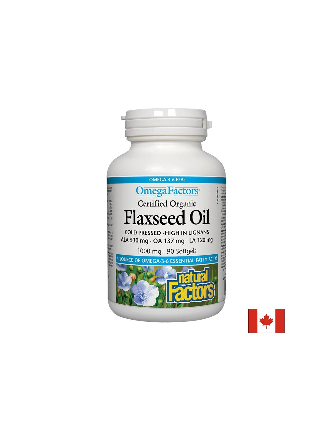 Laneno ulje - Laneno ulje 1000 mg, 90 mekih kapsula <tc>Natural Factors</tc>