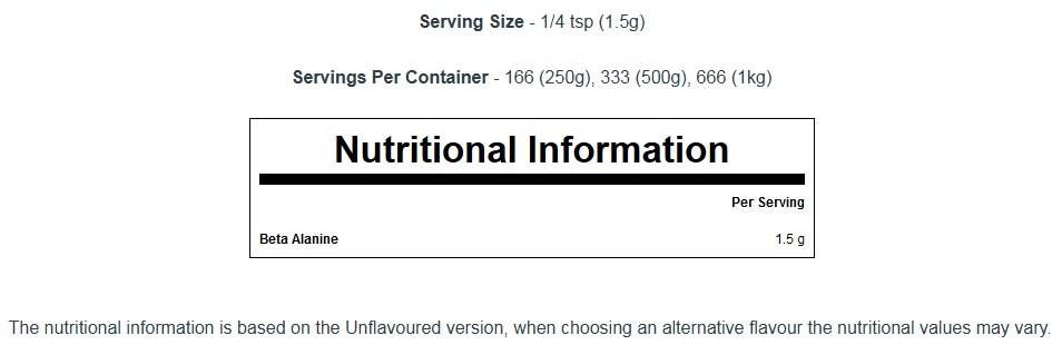 100% beta alanin aminokiselina - 250 grama