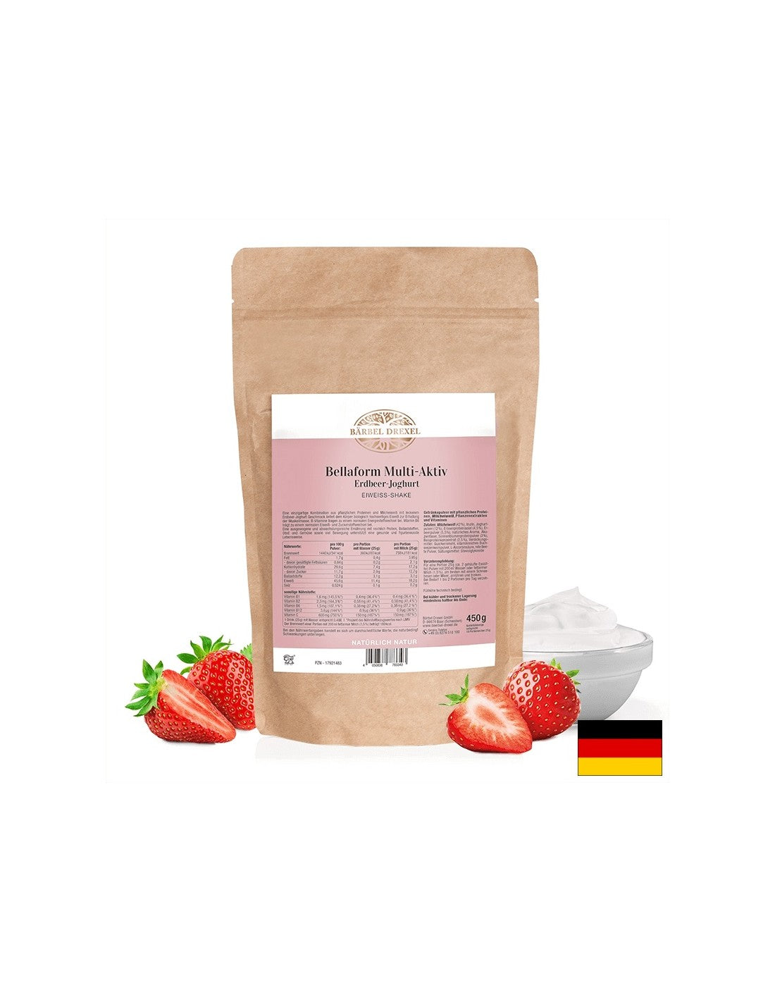 Prirodni protein shake u prahu - prehrambeni, zdrav i punjenje, 450 g, s okusom jagoda jogurta
