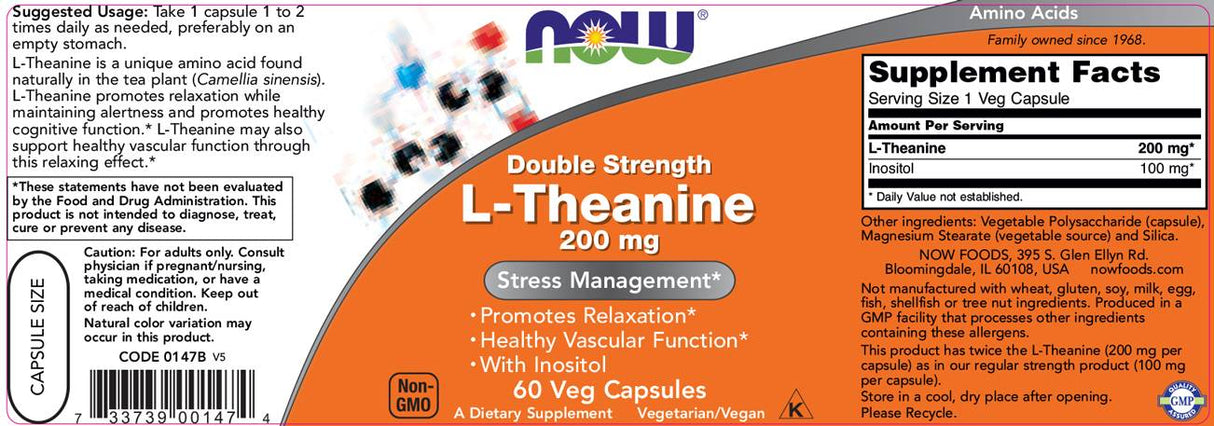L -teanine 200 mg / dvostruka čvrstoća - 60 kapsula