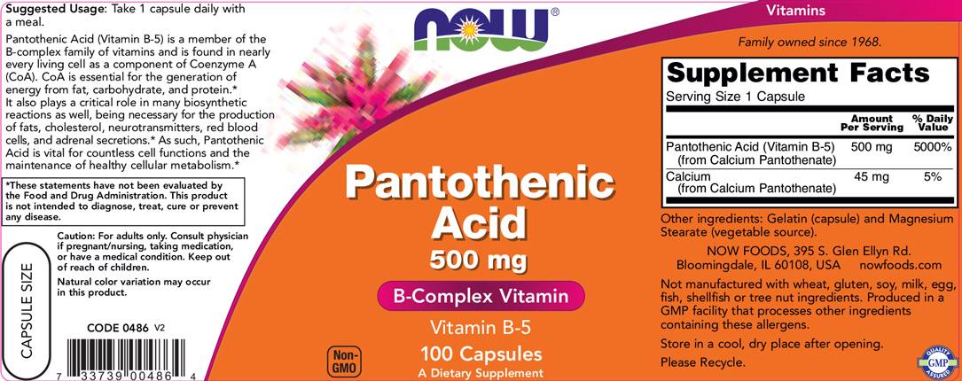 Vitamin B -5 / Pantotenska kiselina 500 mg - 100 kapsula