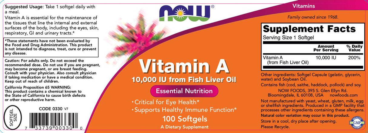 Vitamin A 10000 IU - 100 gel kapsula