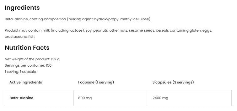 Beta Alanine 2400 - 150 kapsula