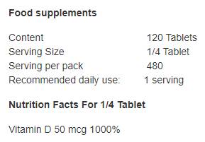 Vitamin D3 8000 IU 120 tableta