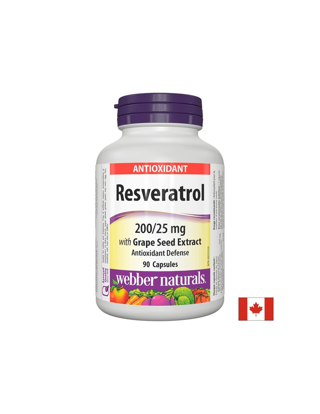 Resveratrol s ekstraktom sjemenki grožđa/ Resveratrol 200 mg sa sjemenkama grožđa 25 mg x 90 kapsula <tc>Webber Naturals</tc>