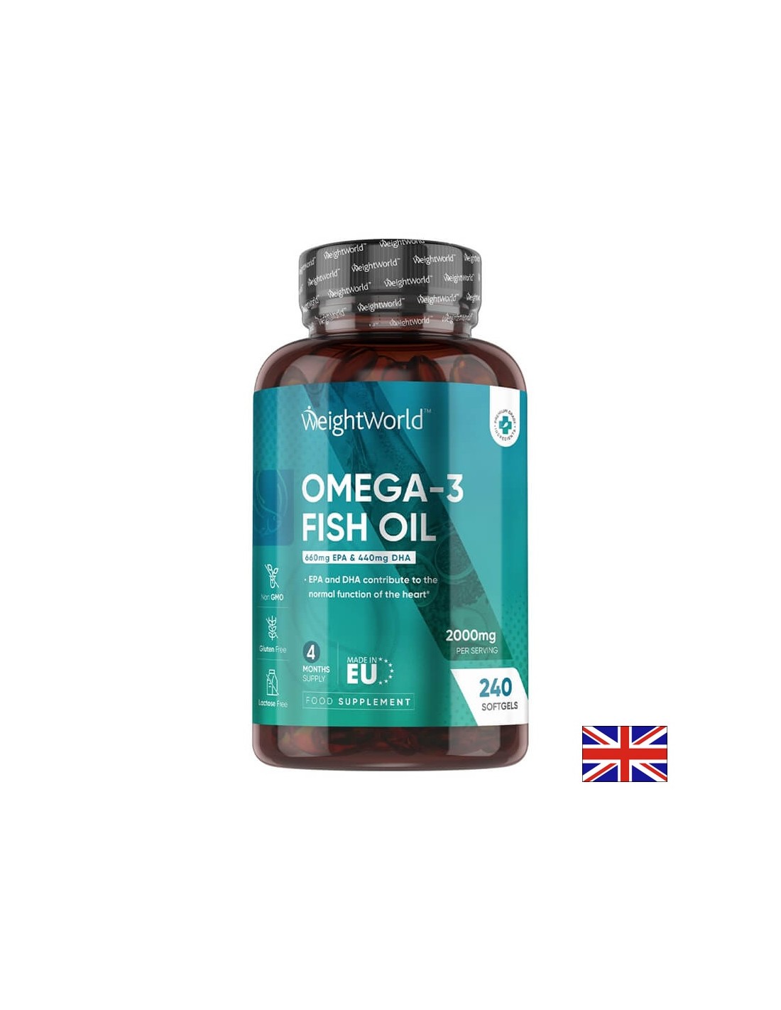 Kardiovaskularni sustav, vid i funkcija mozga - Omega -3 riblje ulje 660 mg EPA 440/ MG DHA, 240 softgel kapsule - omega 3