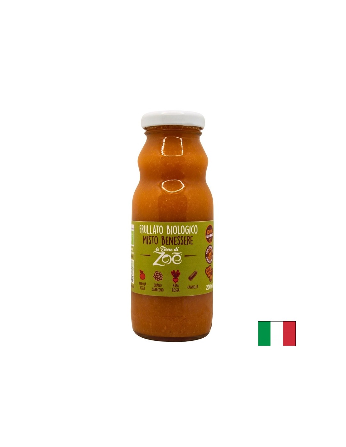 Organski smoothie s sokom od naranče u krvi, cikle, heljdi, cimet, 200 ml