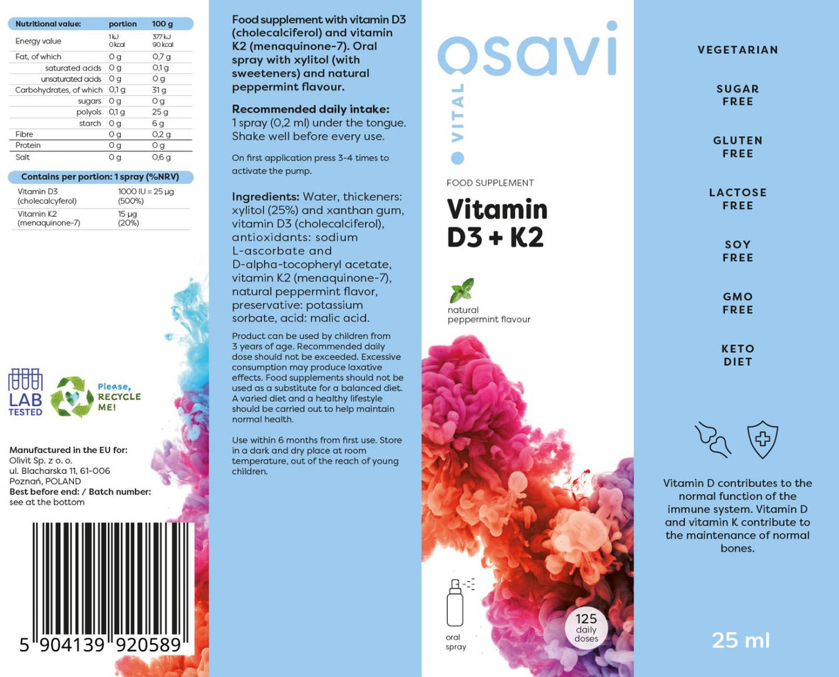 Vitamin D3 + K2 | Usmeni sprej - 25 ml