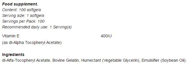 Formula vitamina E 400 IU - 100 gel kapsula