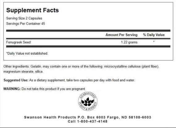 Fenugreek sjeme 610 mg - 90 kapsula