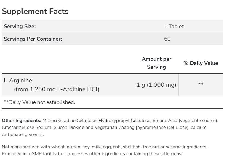 L -arginin 1000 mg / dvostruka čvrstoća - 120 tableta