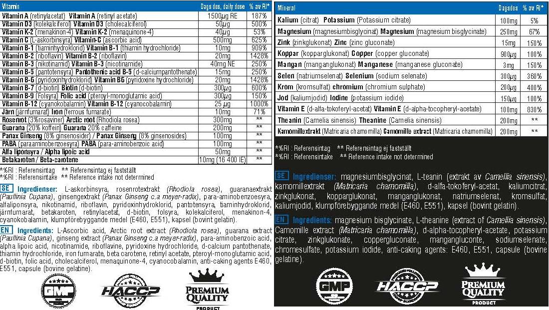Formula vitamina Formula i mineralna noć Formula kompleks - 2 x 120 kapsula