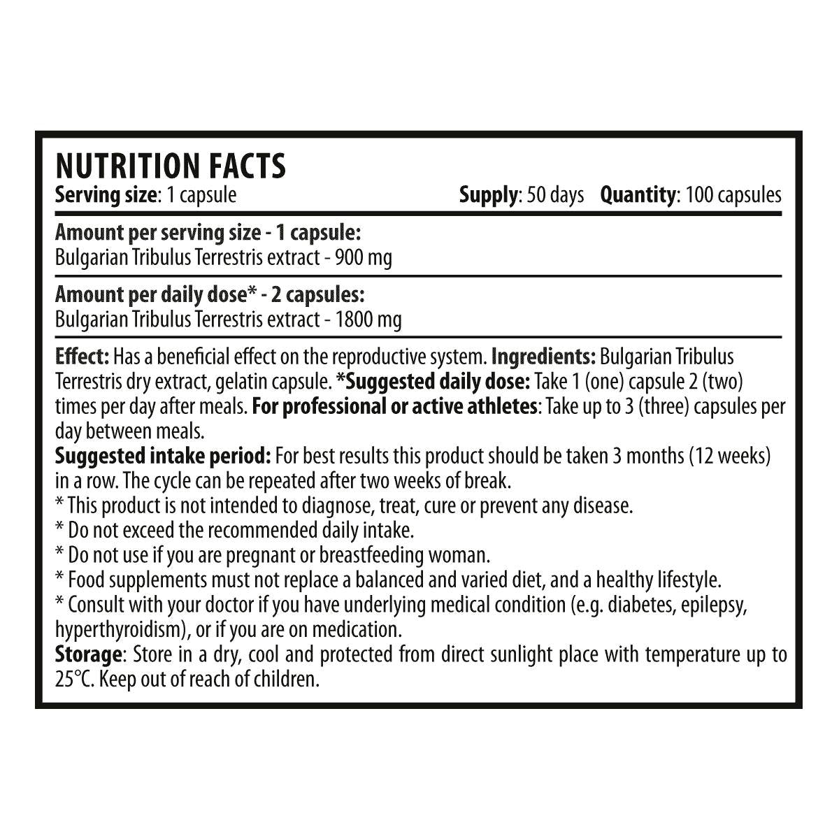 Tribulus Max 1800 mg - 100 kapsula