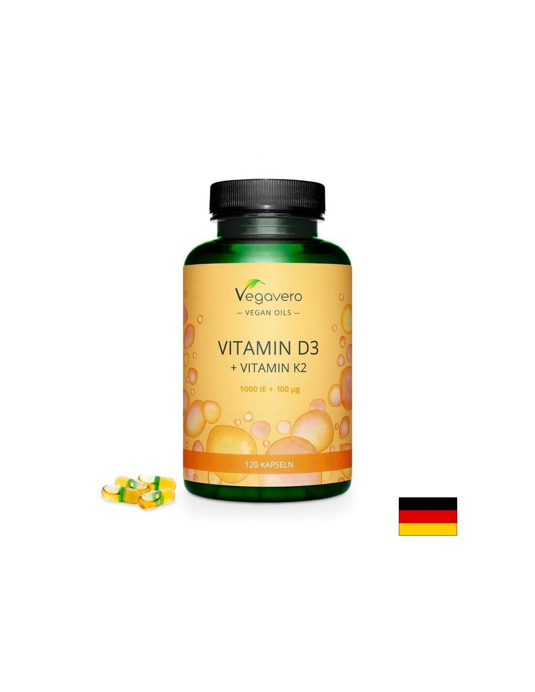 Vitamin D3 + K2/ Vitamin D3 1000 IU + K2 100 µg, 120 kapsula, 100% veganski <tc>Vegavero</tc>
