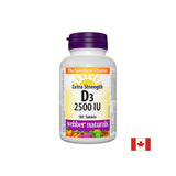 Zdrave kosti i snažan imunitet - Vitamin D3 2500 IU, 180 tableta <tc>Webber Naturals</tc>