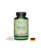 Željezo + vitamini (C, B2, B6, B12 i folna kiselina) - Eisen Plus Mit Vitaminen, 120 kapsula <tc>Vegavero</tc>