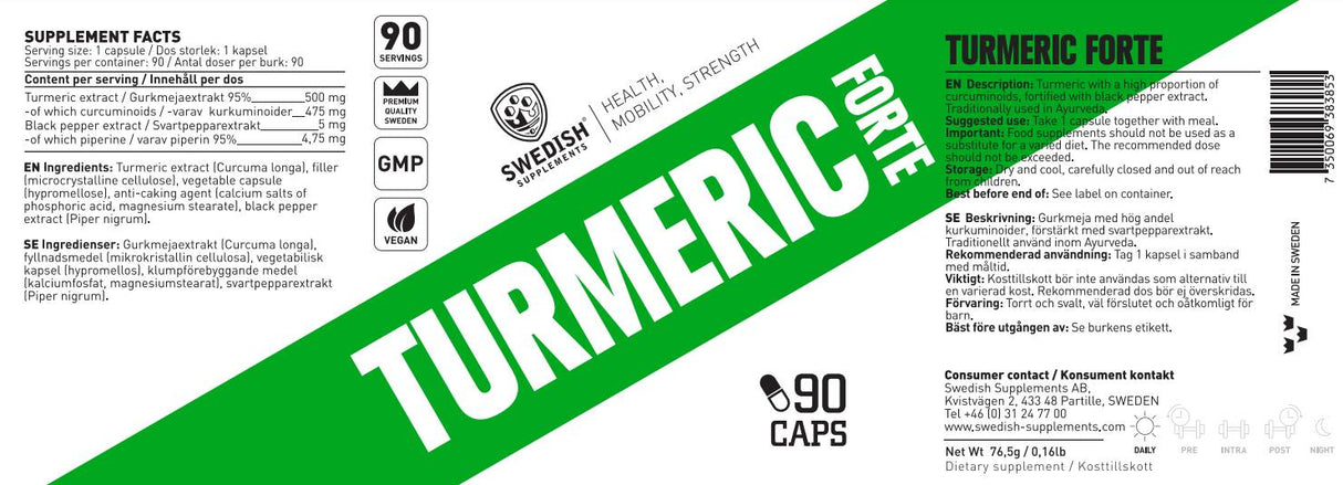 Kurkuma Forte 500 mg | 95% ekstrakt kurkumina s crnim paprom - 90 kapsula